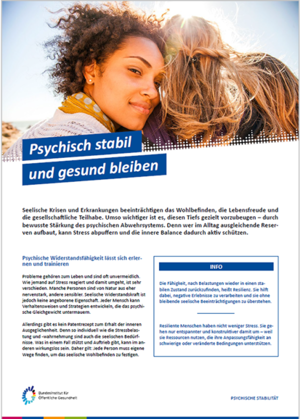 Themenblatt Cover: Psychisch stabil und gesund bleiben