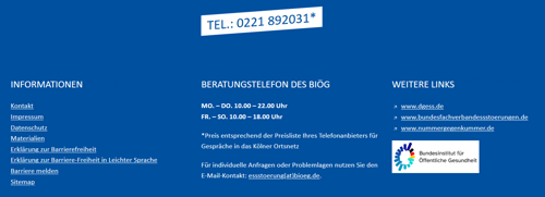 Screenshoot vom Footer der Website