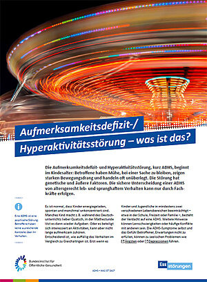 Themenblatt Aufmerksamkeitsdefizit-/Hyperaktivitätsstörung – was ist das?
