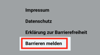 Barriere melden Screenshot Screenshoot vom Footer Barriere melden