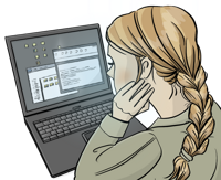 Frau am Computer Grafik von einer Frau am Laptop